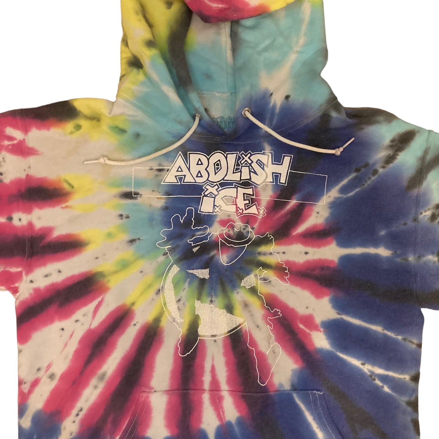 Abolish I.C.E. Pull Over Hoodie - One of a Kind - Tie Dye (Small)