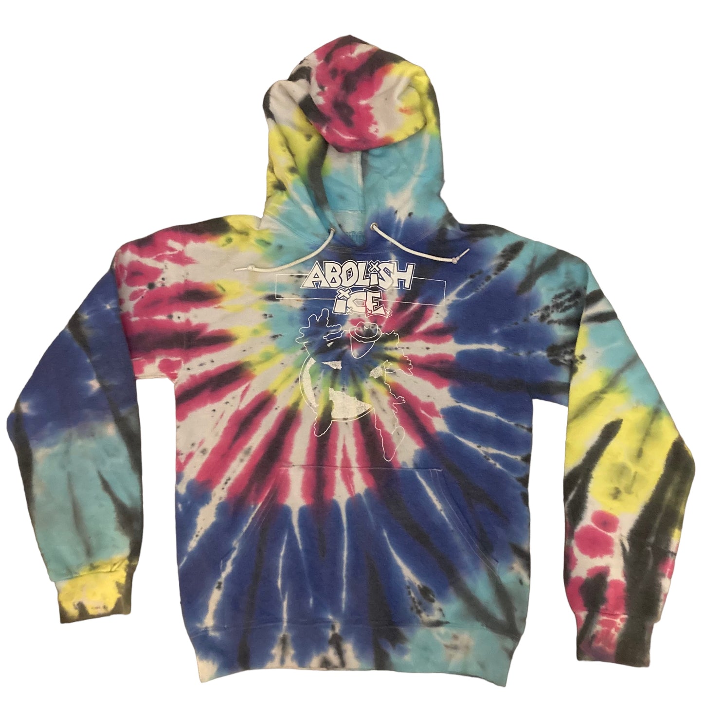 Abolish I.C.E. Pull Over Hoodie - One of a Kind - Tie Dye (Small)